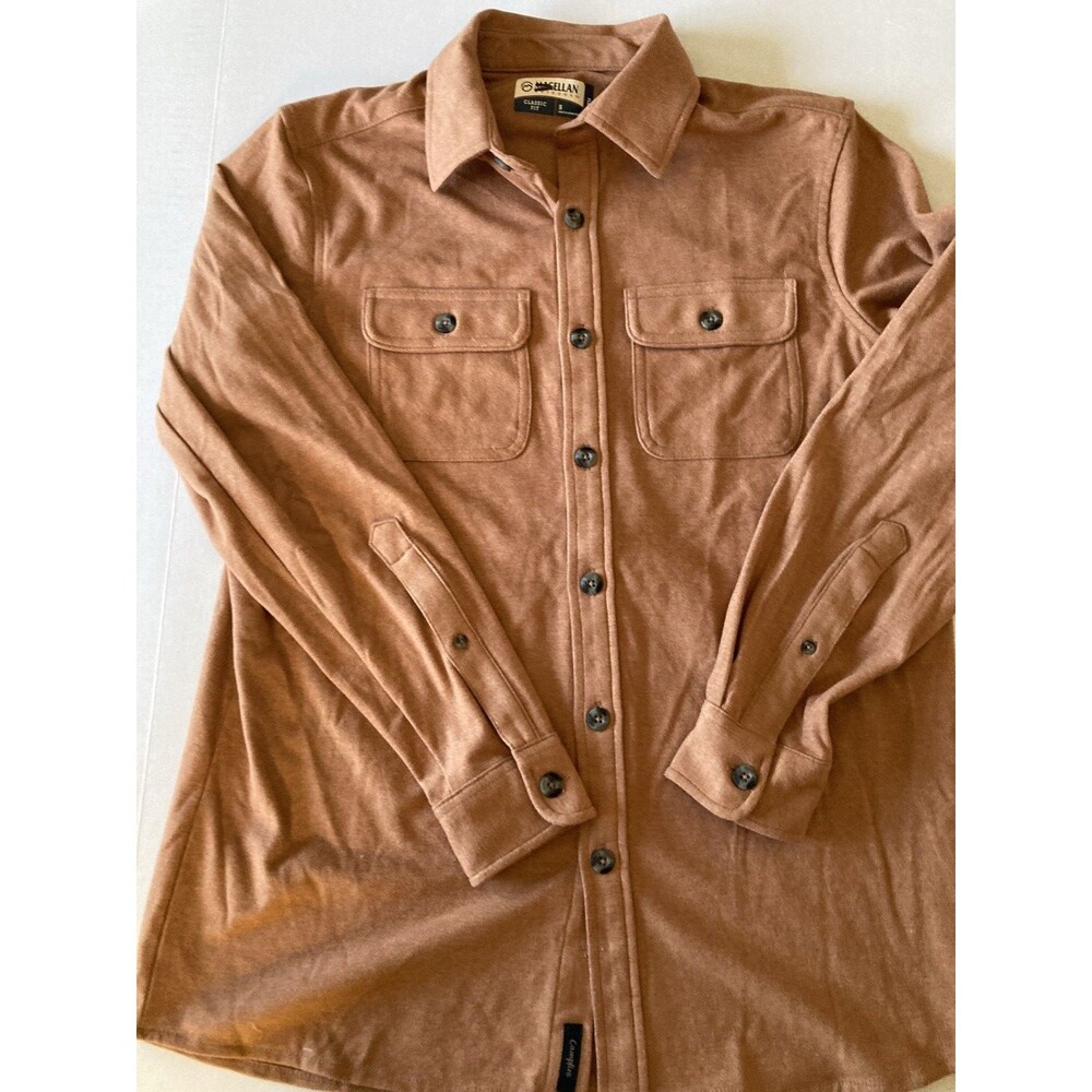 Magellan Outdoors Men’s Campfire Flannel Shirt Med Dual Front Pockets Tan NWOT - Picture 2 of 6